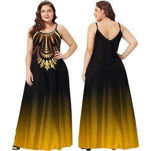 New In Package Wolddress Black and Gold Casual Maxi Dress with Pockets XXL / 20
